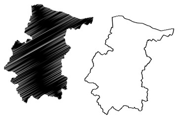 Vratsa Province (Republic of Bulgaria, Provinces of Bulgaria) map vector illustration, scribble sketch Vraca okrug map