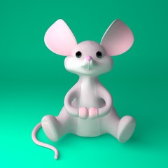 3d illustration of a mouse soft toy.
