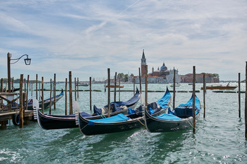 Fototapeta na wymiar Venice / Italy - September 29th 2019: Gondola in Venice