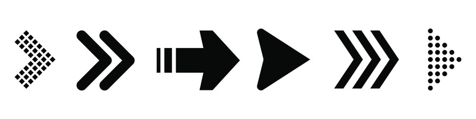 Set of new style black vector arrows isolated on white. Arrow vector icon. Arrows vector illustration collection