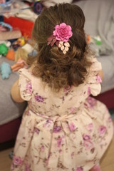 curly beautiful girl received a Christmas present