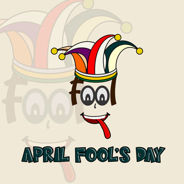 Fool Typography for April Fool's Day with colored cockscomb, the eye and tongue blows