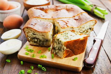 Pie with spring onion