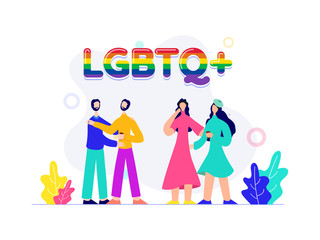 Obraz na płótnie Canvas LGBTQ community concept with Gay and Lesbian couples.