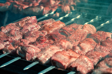 Real kebabs are grilled in large quantities