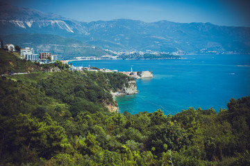 Fototapeta na wymiar Beautiful landscape and seascape of Montenegro. Budva