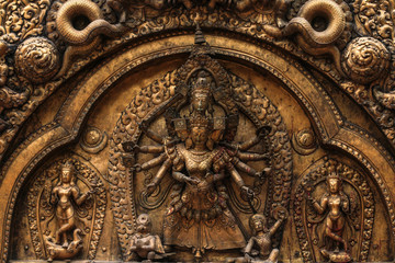 Fototapeta na wymiar Closeup from a statue in Nepal