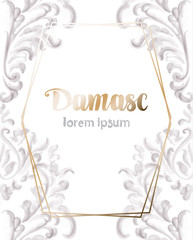 Rococo damasc texture pattern Vector. Floral ornament decoration. Victorian engraved retro design. Vintage grunge fabric decors. Luxury fabrics