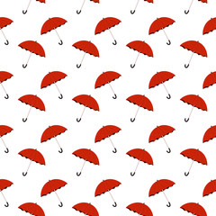Fototapeta na wymiar Seamless pattern with red umbrellas on white background