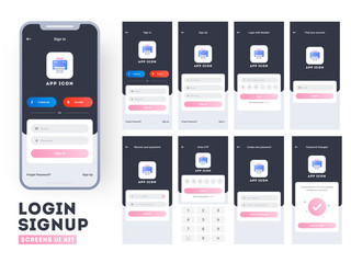 Material Design UI, UX and GUI layout with different Login Screens including Account Sign In, Sign Up, and Lock Screen for Mobile Apps and Responsive website.