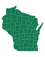 Fototapeta premium Karte von Wisconsin