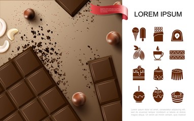 Realistic Chocolate Bars Concept