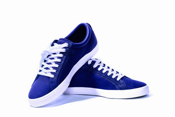 Sneakers blue isolated on white background.