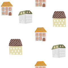 Fototapeta premium Seamless pattern with scandinavian houses