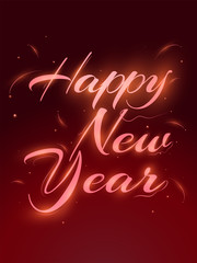 Glowing text Happy New Year on glossy background can be used as template or greeting card design.