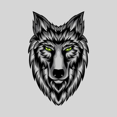 Grey Wolf Face Simetric Theme