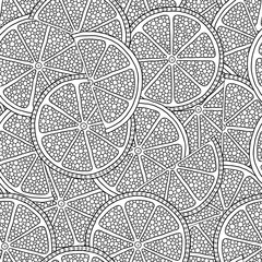 Black and white fruit seamless pattern with geometric lemons