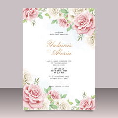 Beautiful Watercolor wedding card template with floral design