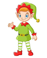 Little cartoon of Elf. Vector illustration of elf on white background. Isolated.
