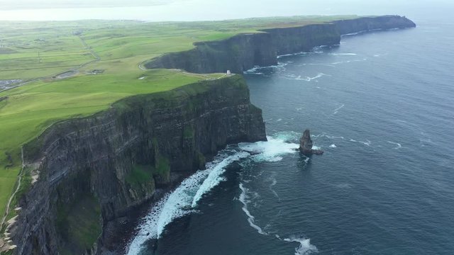 Cliffs of Moher Ireland, Aerial view .
