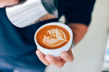 Coffee latte art in cafe