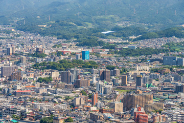 天拝山から見た福岡の景色