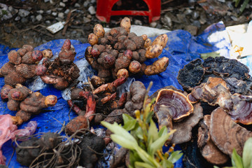 Jengibre natural fresco a la venta en un mercado