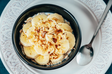 Oats Porridge With Banana And Pecan