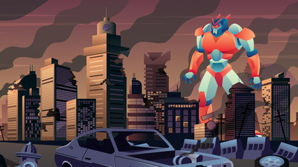 Giant Robot in City