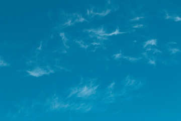 Fototapeta na wymiar Cirrus clouds in the blue sky. Sunny day, calm weather