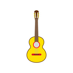Obraz premium Yellow Mexican guitar. Vector isolated illustration on white background. 