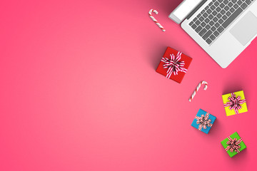  gift boxes set  on the color background