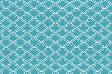 fish scales seamless pattern on blue background.
