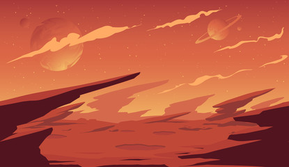 Alien fantastic landscape planet background © d1sk