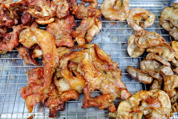 Charcoal-Boiled Pork Neck that is a Famous Street Food in Thailand.