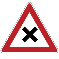 Warning sign. Crossing equivalent roads. Russia