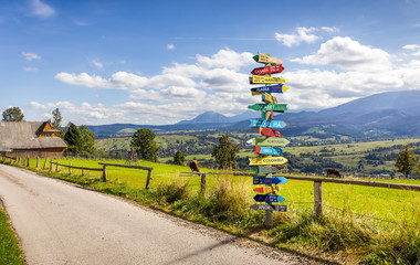 Different world directions signpost - 295479781
