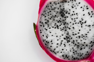 Dragon fruit. Vibrant Dragon Fruit on white background. Sliced white dragon fruit or pitaya on...