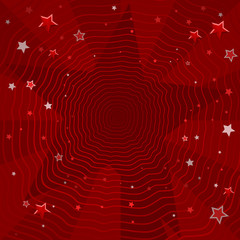 red festive background with different stars and waves