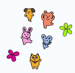 set of cute animals