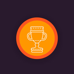 trophy cup, winner goblet, reward, success, victory, award linear icon
