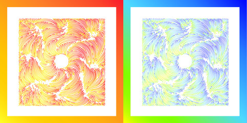 wind turbine wave hot cold tone line draw pattern vector design