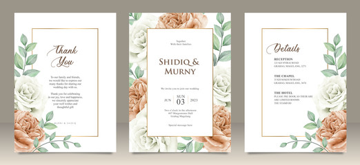 Fototapeta na wymiar Happy wedding card floral garden invitation card marriage, details, thank you