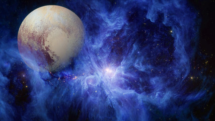 Obraz na płótnie Canvas Mystical fiction planet near the Sword of Orion. Science fiction wallpaper. Elements of this image were furnished by NASA