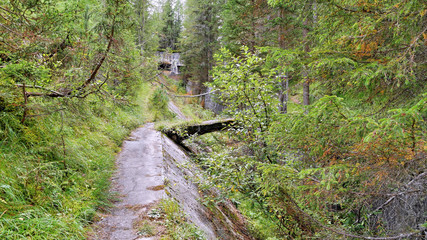Military fortifications and bunker in the Italian Alps