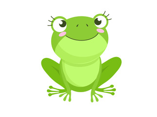 Obraz premium Cartoon Vector of Green cute baby frog isolated on white background