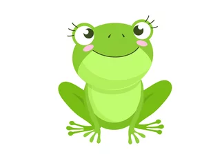 Fotobehang Cartoon Vector of Green cute baby frog isolated on white background © RivusDea