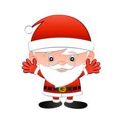 Santa Claus cartoon big head cute version,raise hand and smile,vector illustration