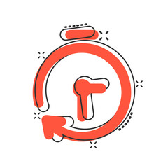 Vector cartoon clock timer icon in comic style. Time alarm concept illustration pictogram. Stopwatch clock business splash effect concept.