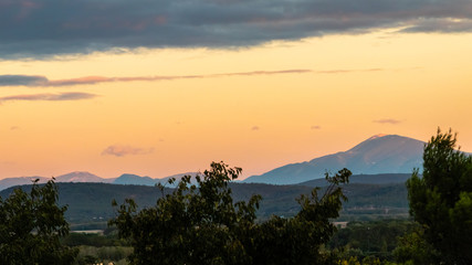 Mont Ventoux at sunset, seen from the city of Pont -Saint-Esprit